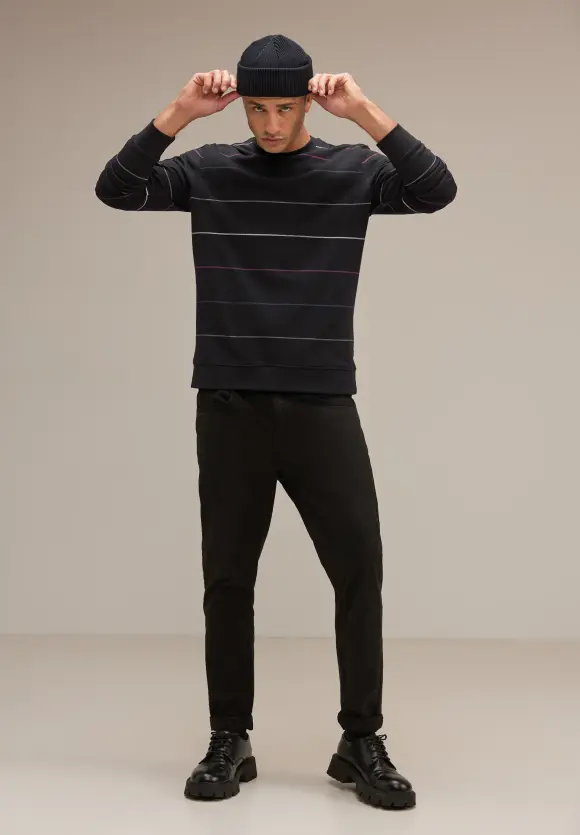 Sweatshirt mit Streifen - Black