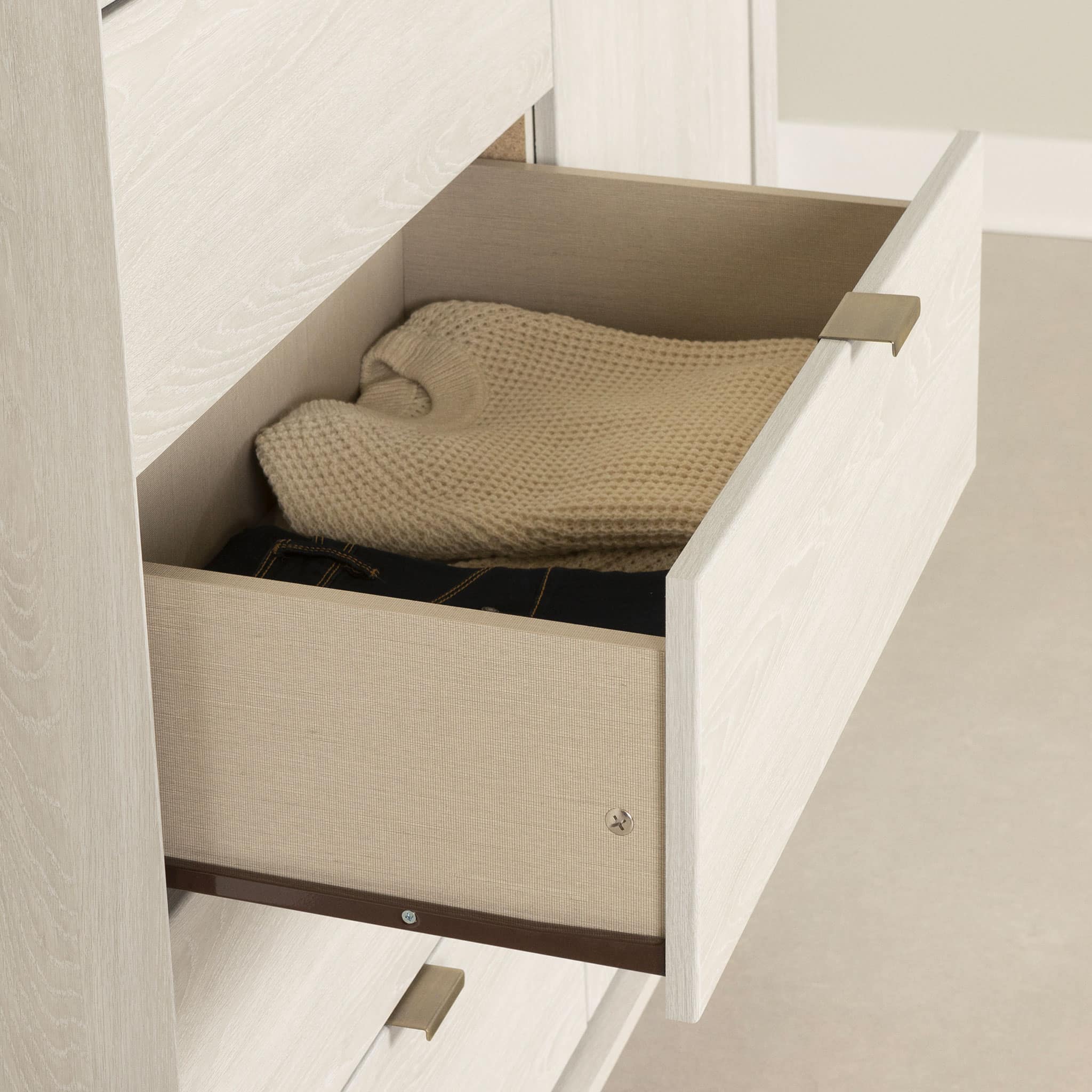 South Shore Commode à porte 5 Tiroirs - Hype Chêne Hivernal