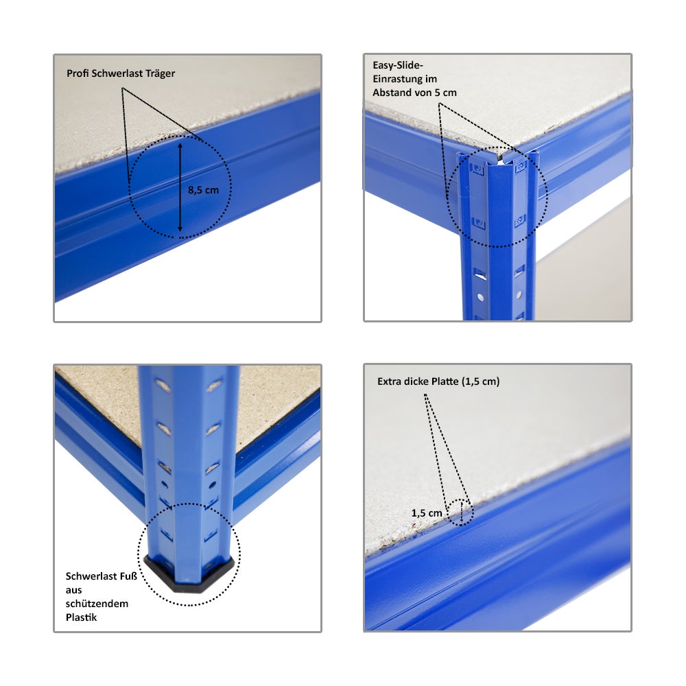 PROREGAL In hoogte verstelbare werkbank Dino HxBxD 90 x 160 x 60 cm Draagvermogen 600 kg Blauw