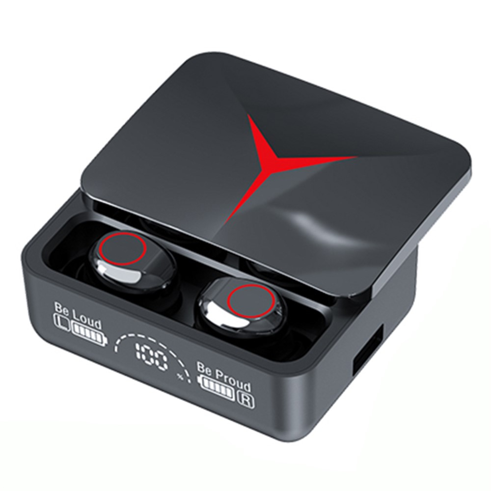 TWS Gaming Bluetooth In-Ear Kopfhörer True Wireless ENC Headset   Ladecase (Powerbank) mit Ladeanzeige (1200mAh) - Schwarz