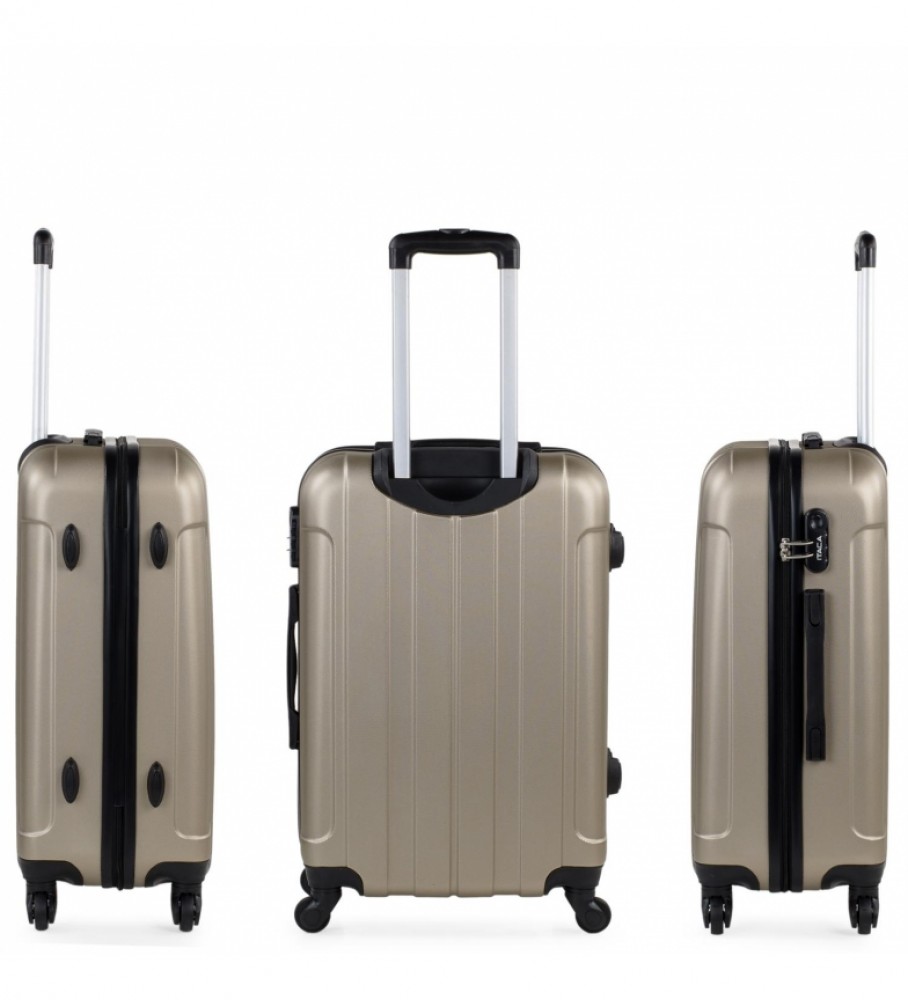 Mala de viagem rígida média ITACA com 4 rodas 771160 Champagne - 63x42x24cm -