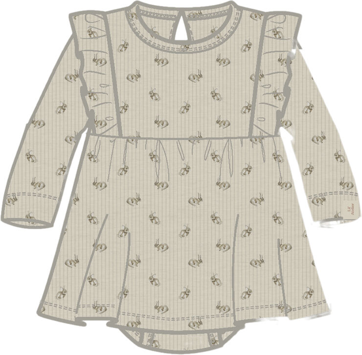 Lil' Atelier NBFLAVO EMO LS BODY DRESS LIL Turtledove/rabbit
