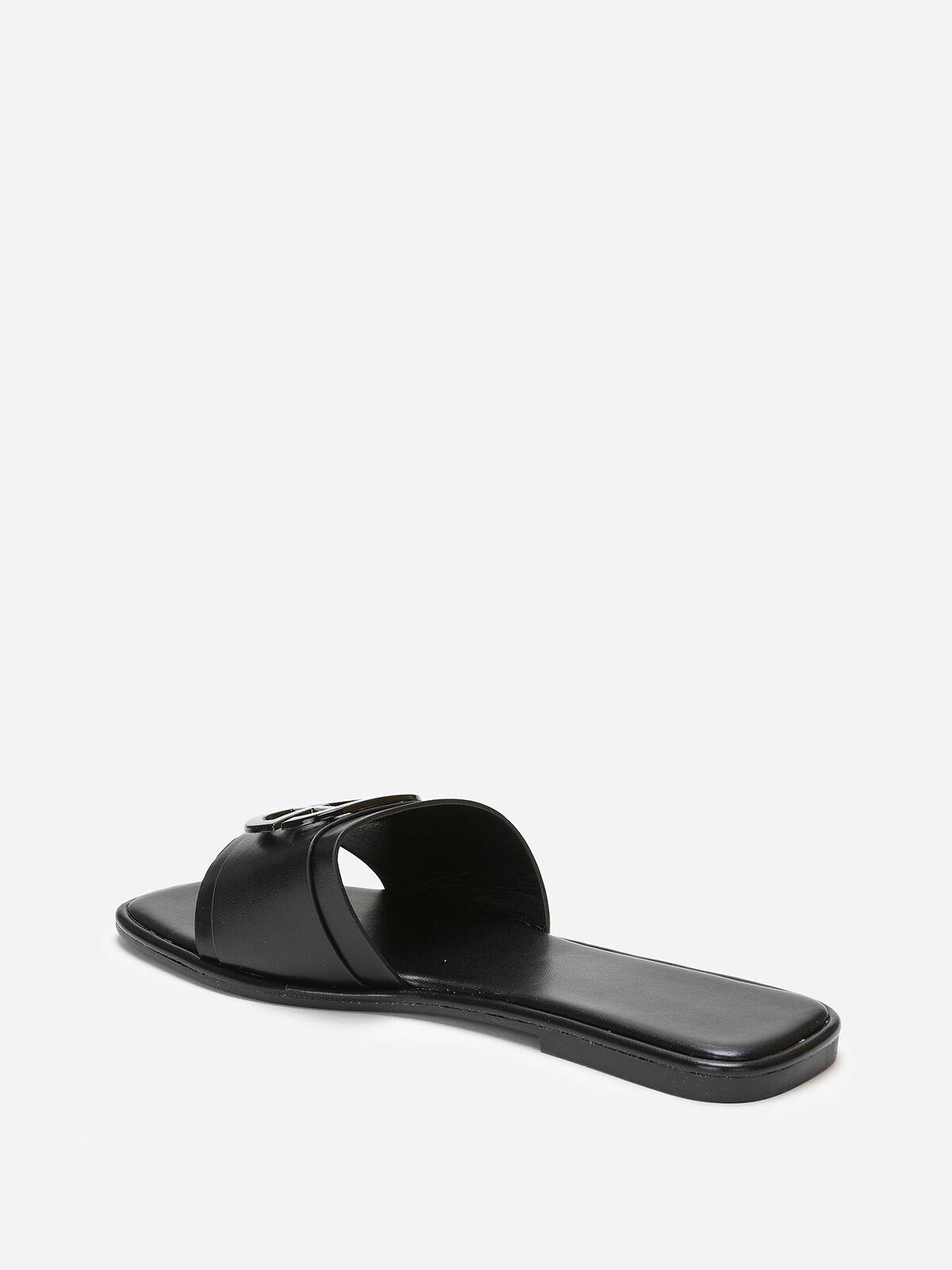 Mules carrées à boucle métallique- Noir
