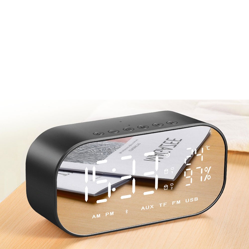 Bluetooth 4.2 Radio Wecker Lautsprecher mit Thermometer USB / Micro SD / Aux-In   2200mAh Akku   USB Ladeport - Rosa