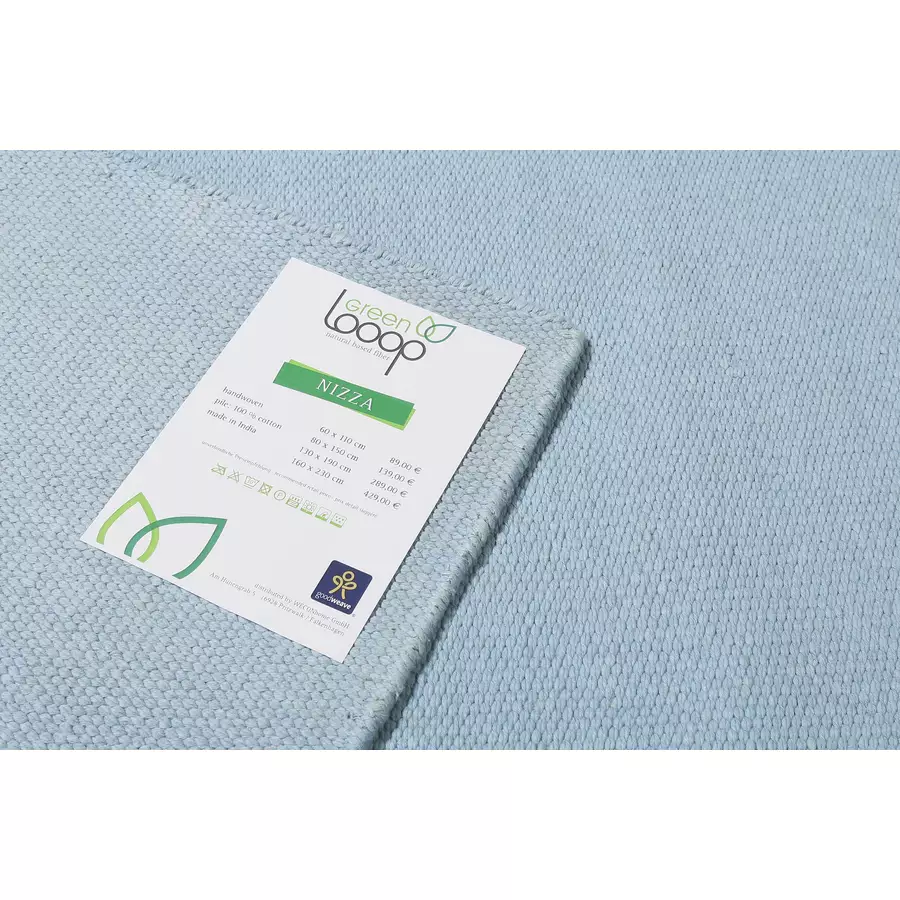 Green Looop Handweb-Teppich Nizza hellblau