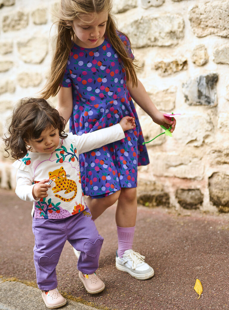Jean uni couleur raisin pour bébé fille