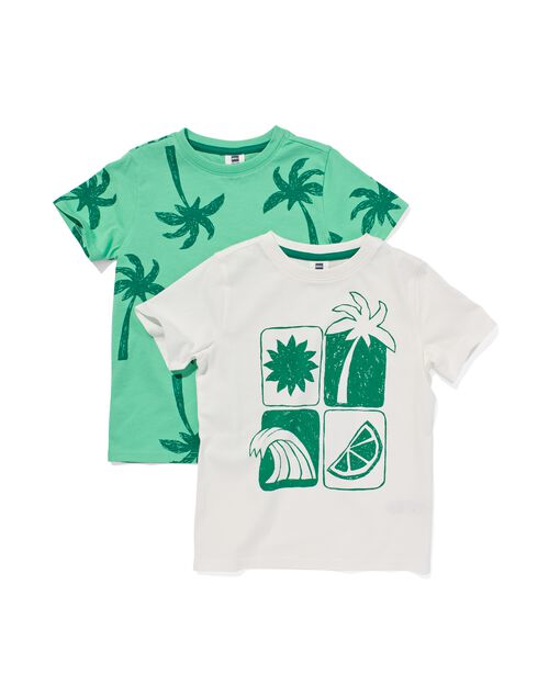 2 t-shirts enfant palmiers vert