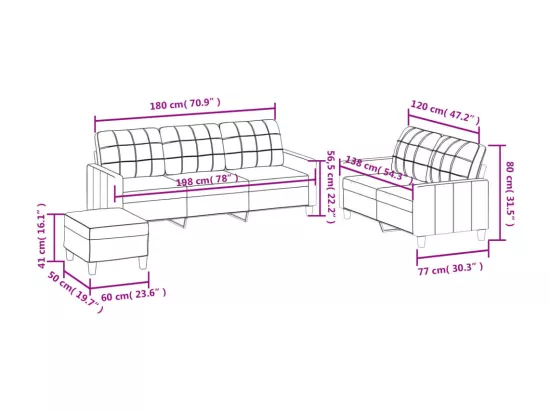 Ensemble de canapés 3 pcs avec coussins Crème Similicuir