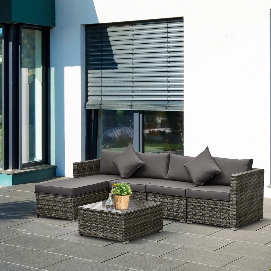 Outsunny Gartenmöbel Set mit Kissen grau