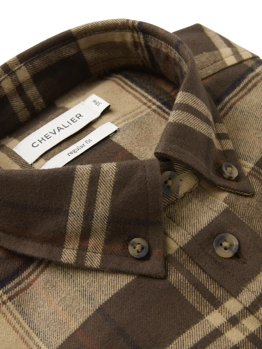 Chevalier Heron Flannel Shirt Women Soil Brown Checked