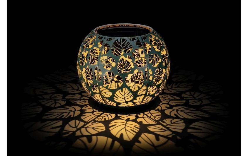 Windlicht Solar Antic Globe Monstera Ø 22 cm, DunkelgrünSolarleuchte zum Aufstellen