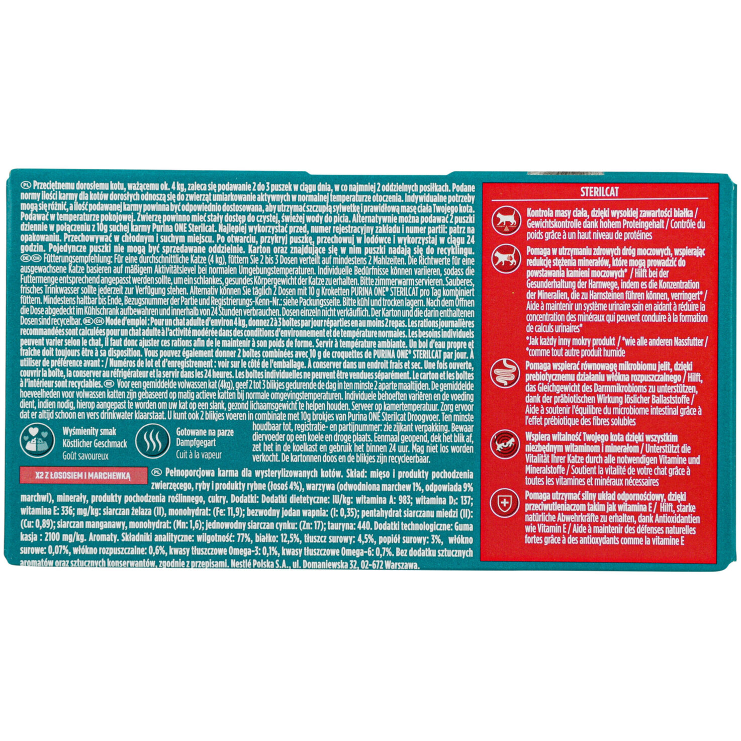 One Katzenfutter Terrine Sterilcat Lachs & Truthahn 4x85g