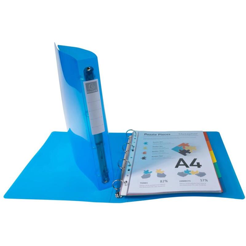 Classeur 4 anneaux plastifié Exacompta Iderama A4 maxi - Dos 4 cm couleurs  assorties