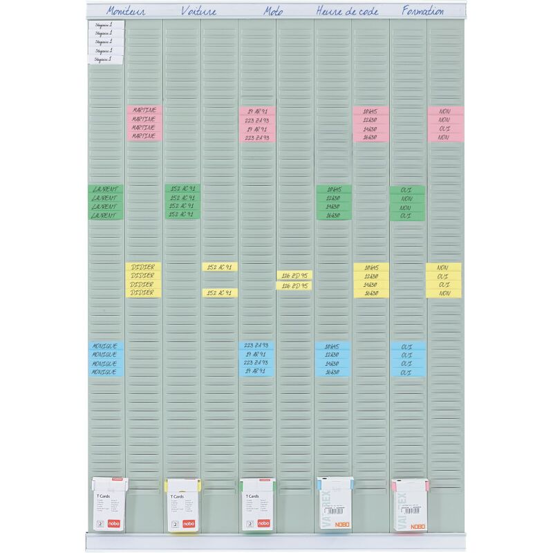 Planning à fiches T multi-usages 10 colonnes Nobo