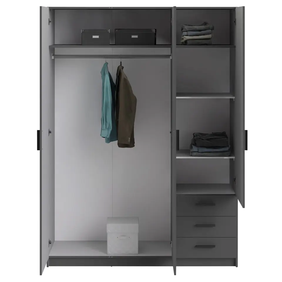 Kledingkast Sprint 3-deurs - antracietkleur - 200x147x50 cm