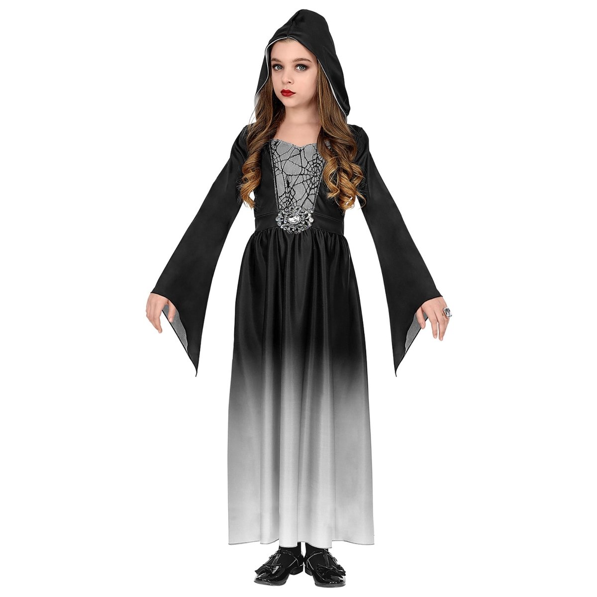 Halloween Jurk Zwart Grijs Meisje Gothic