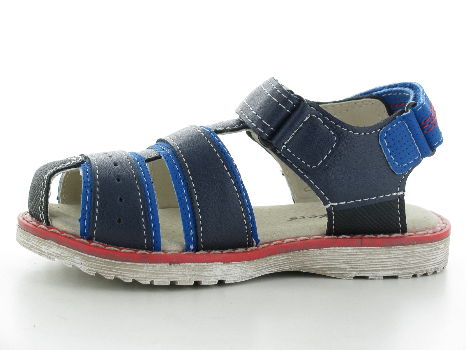 Kickers-694200 Cuir Bleu-Rouge