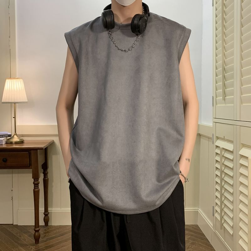 Bay Go Mall - Tanktop met ronde hals en effen kleur