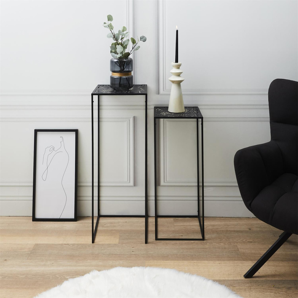 Sellettes gigognes en métal carrées (lot de 2) havana