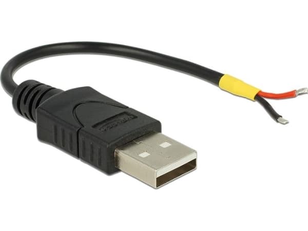 Delock - USB-kabel - USB (hann) til fastkoplet dobbelkabel - USB 2.0 - 5 V - 10 cm - svart