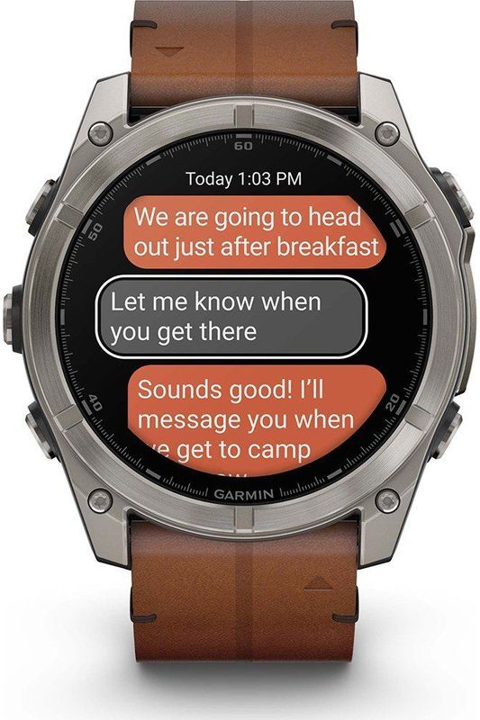 Garmin - Fenix 8 Sapphire - Smartwatch - Grijs - Leren Band Bruin
