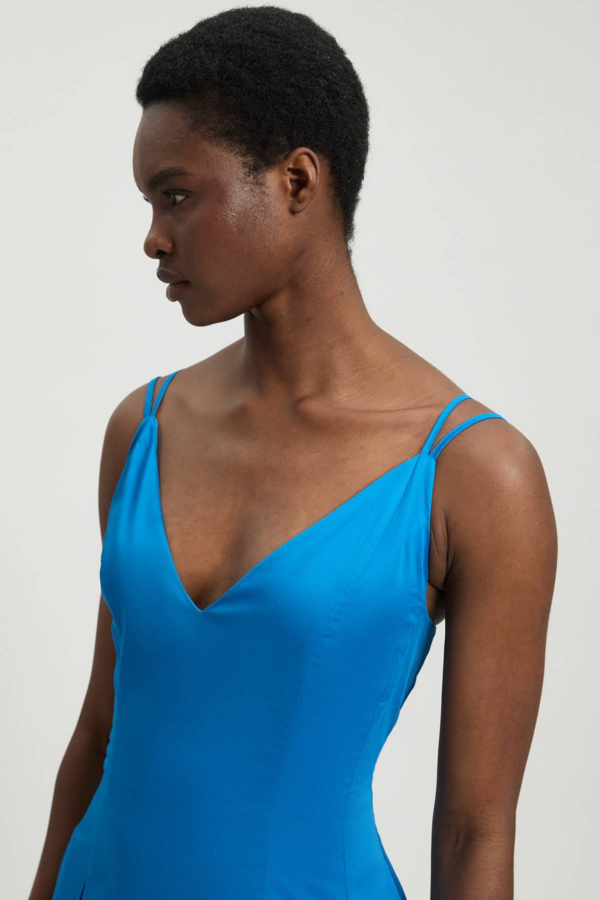 KarenMillen Robe Longue En Satin De Coton À Encolure En V