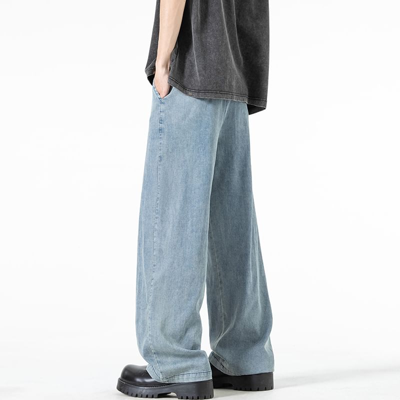 Priam - High Waist Washed Wide Leg Jeans