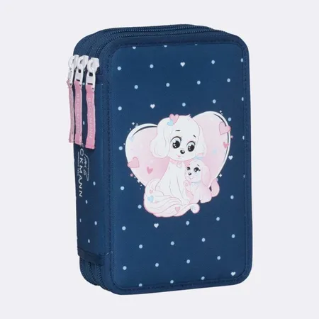Beckmann 3-fächrige Federmappe mit Inhalt, Pet Friends Blue
