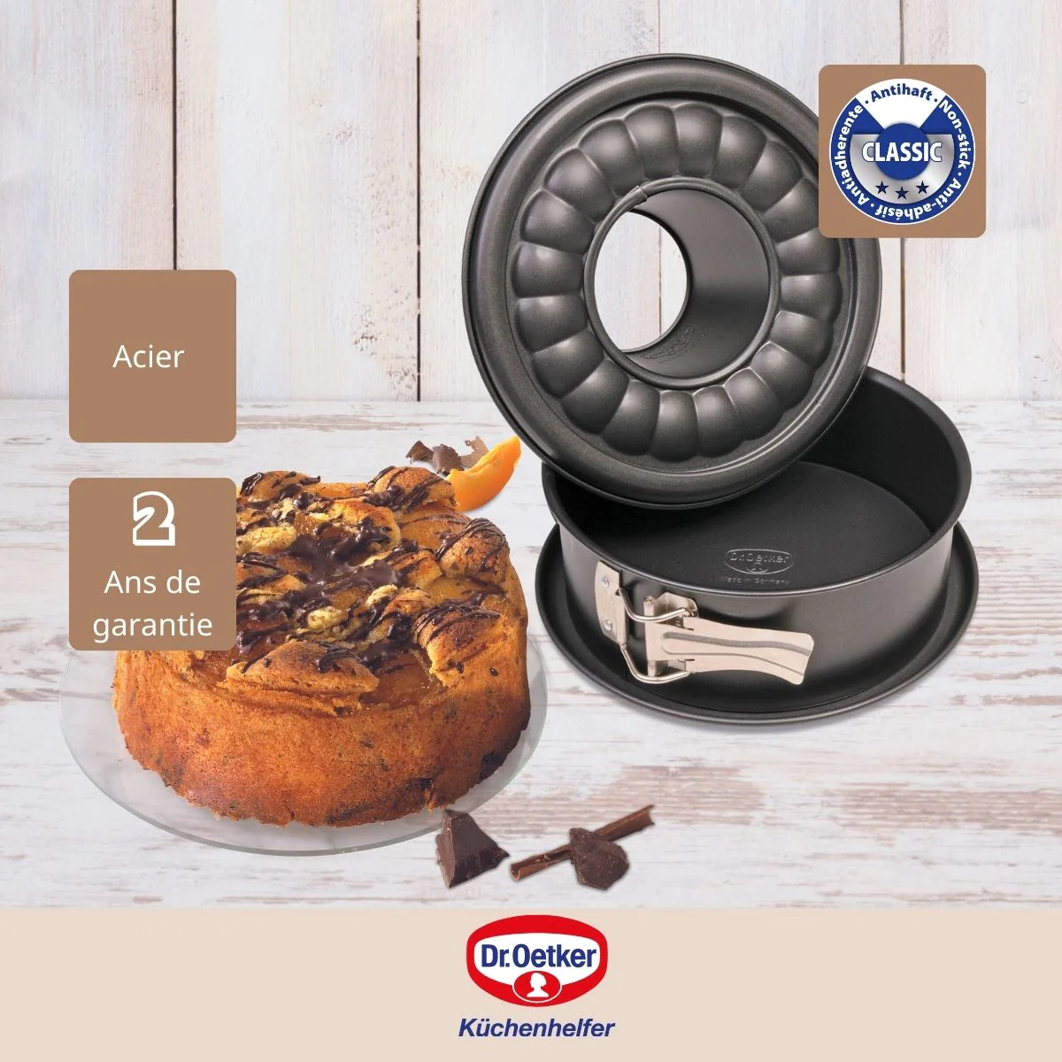 Moule à manqué et à savarin à charnière acier 18 cm Dr, Oetker Traditi