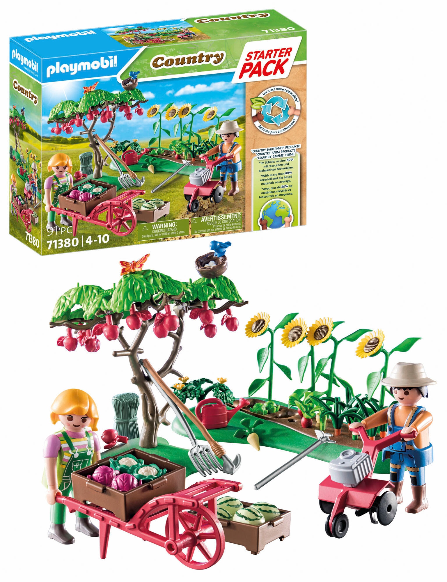 Playmobil® Konstruktions-Spielset »Starter Pack, Bauernhof Gemüsegarten (71380), Country« teilweise aus recyceltem Material