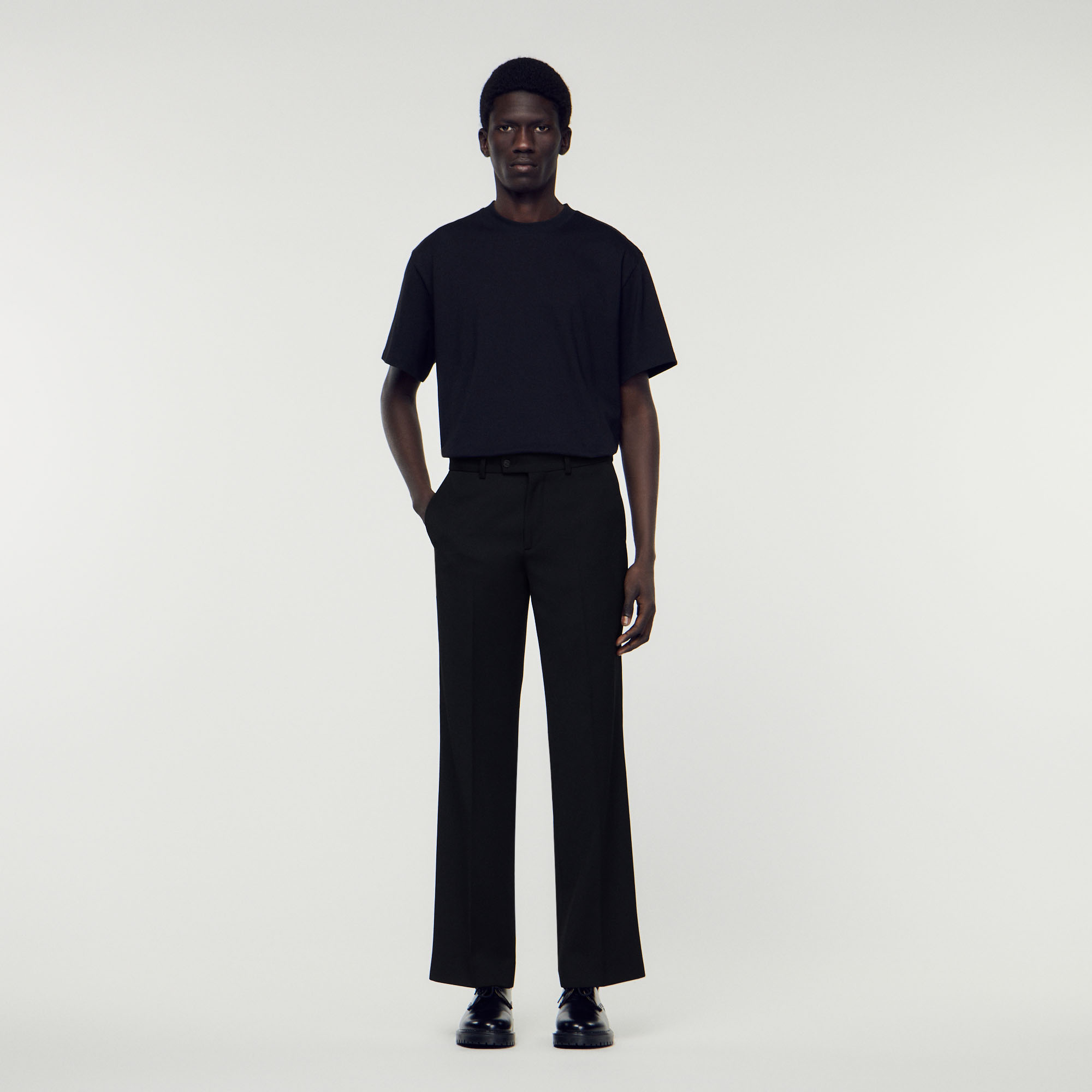 Pantalon en laine melangee