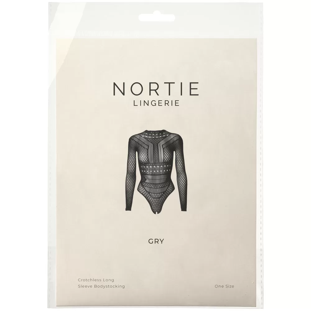 NORTIE Gry Bundløs Bodystocking m. Lange Ærmer - Onesize