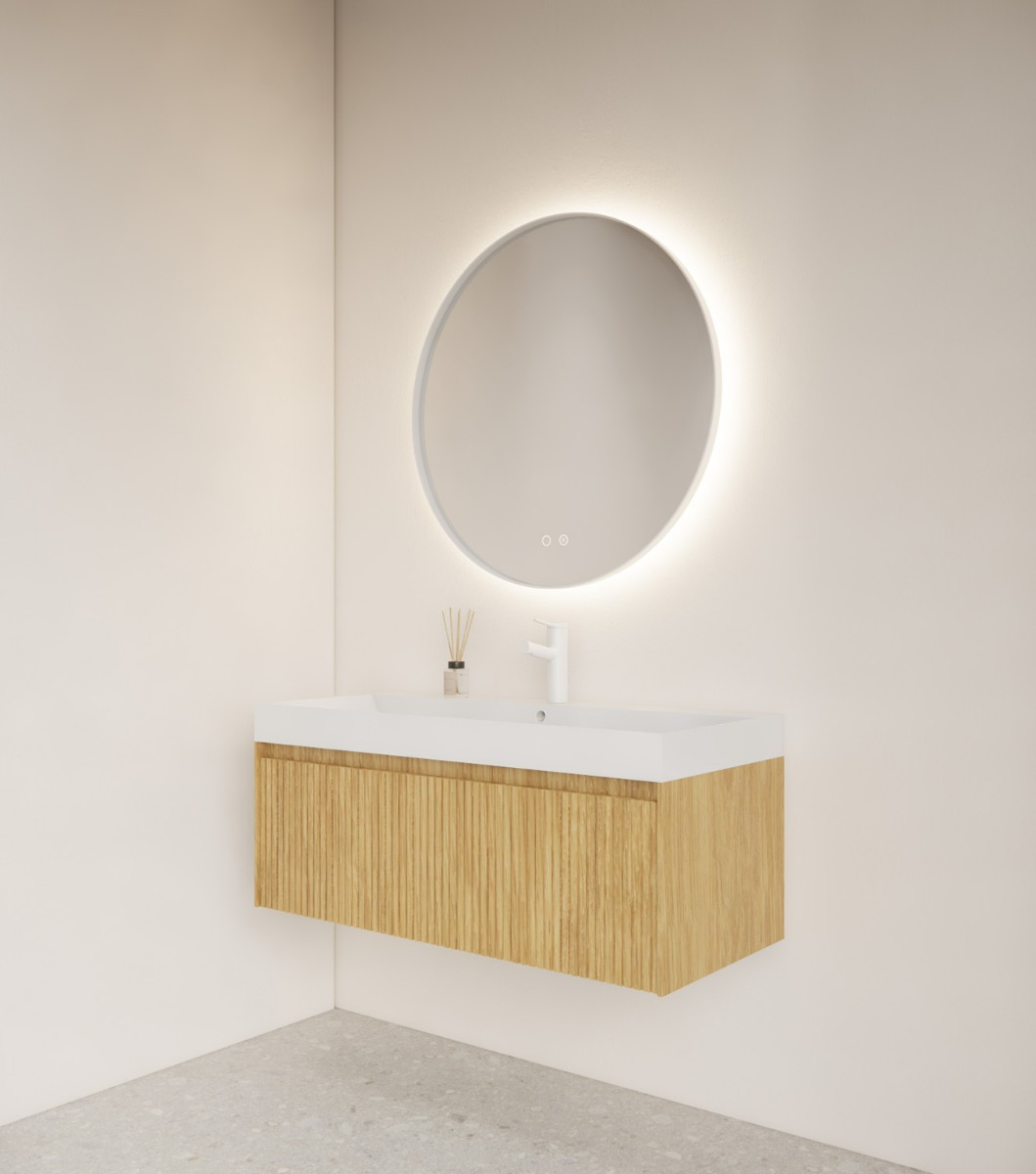 Gliss Design Athena ronde spiegel mat wit 120cm met verlichting en verwarming