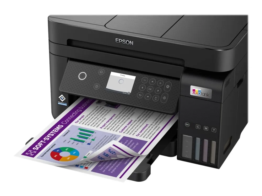 Epson EcoTank ET-3850 - Multifunktionsprinter - farve - blækprinter - A4/Legal (medie) - op til 15.5 spm (udskriver) - 250 ark - LAN, Wi-Fi