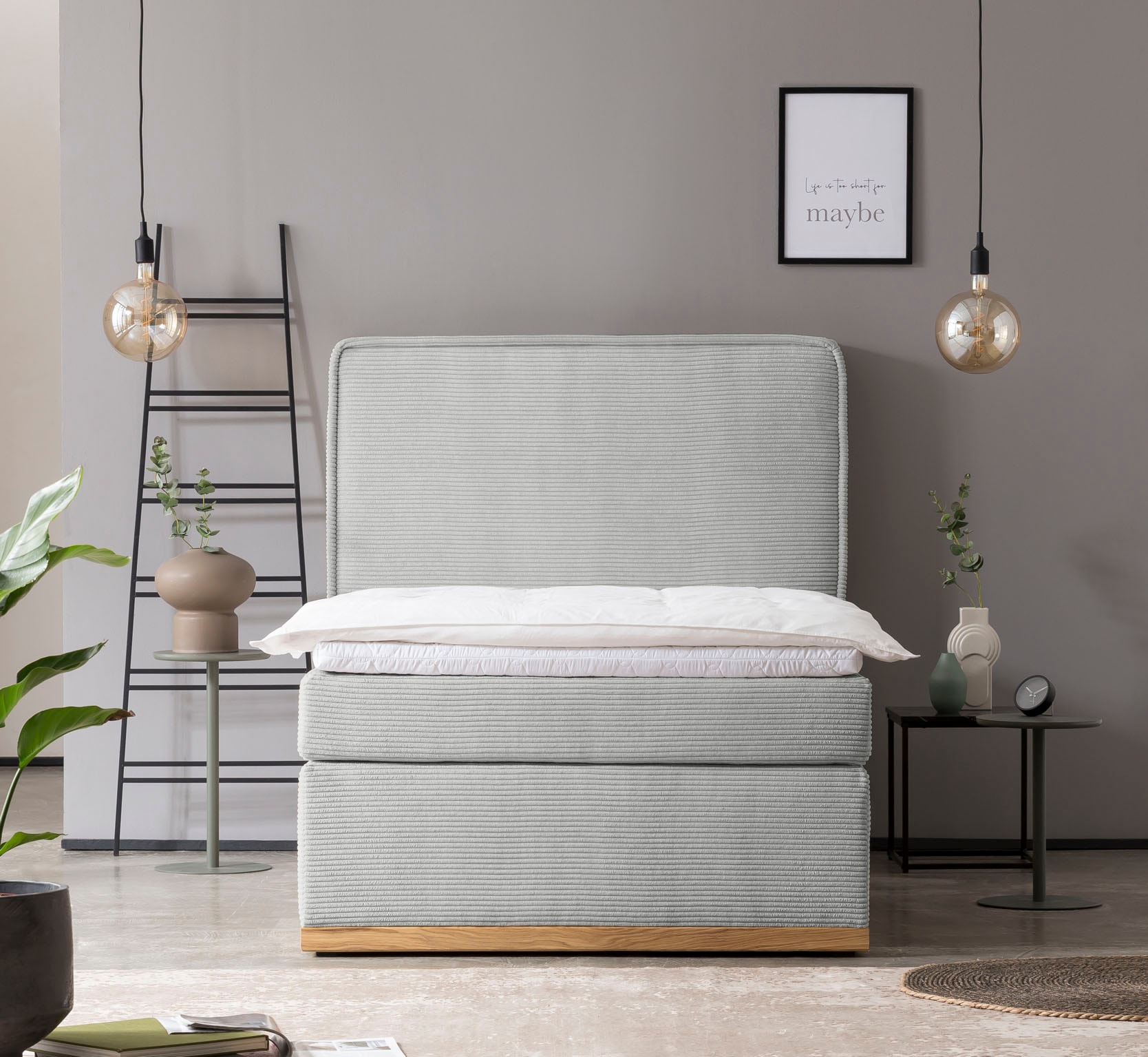 Home affaire Boxspringbett »SHERWOOD Cord Hotelbett, Polsterbett Premiumbett Boxbett« Bestseller Otto´s Choice Luxusbett in 4 Breiten,  Hochwertiger Cord ,weiche Velours-Struktur, mit premium Topper,