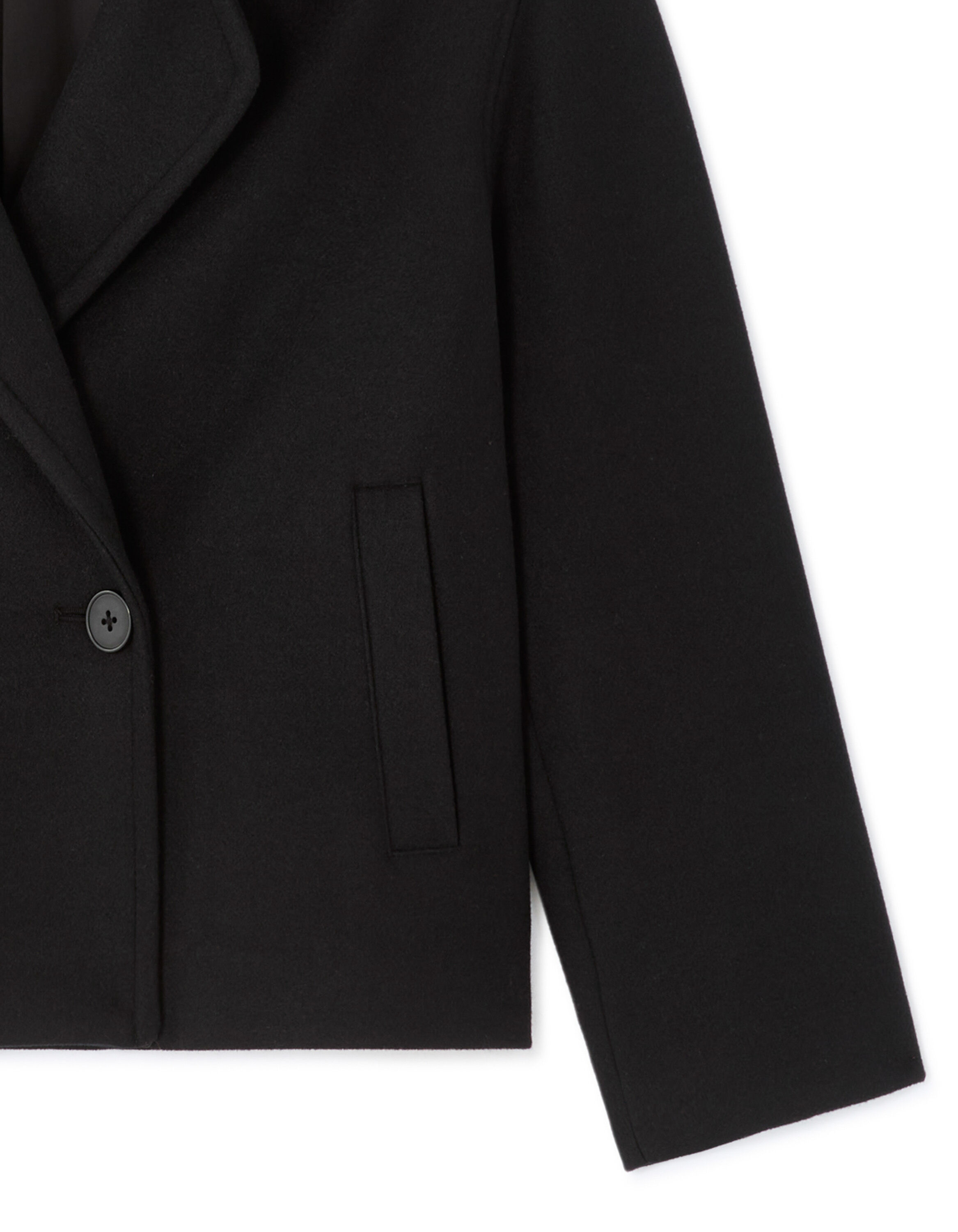 Manteau court en laine mélangée - noir