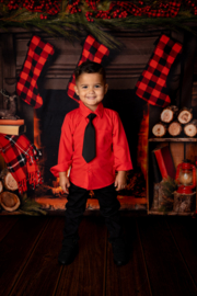 Little boys blouse - rood (exclusief stropdas)