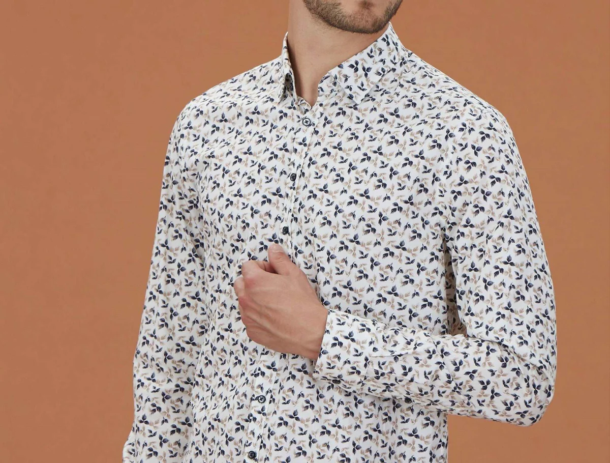 Chemise casual à imprimé beige 