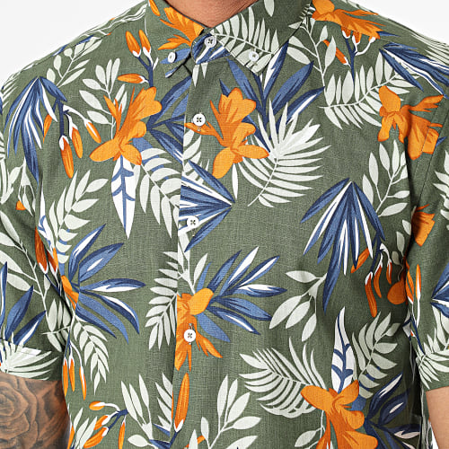 Chemise Manches Courtes Floral Vert