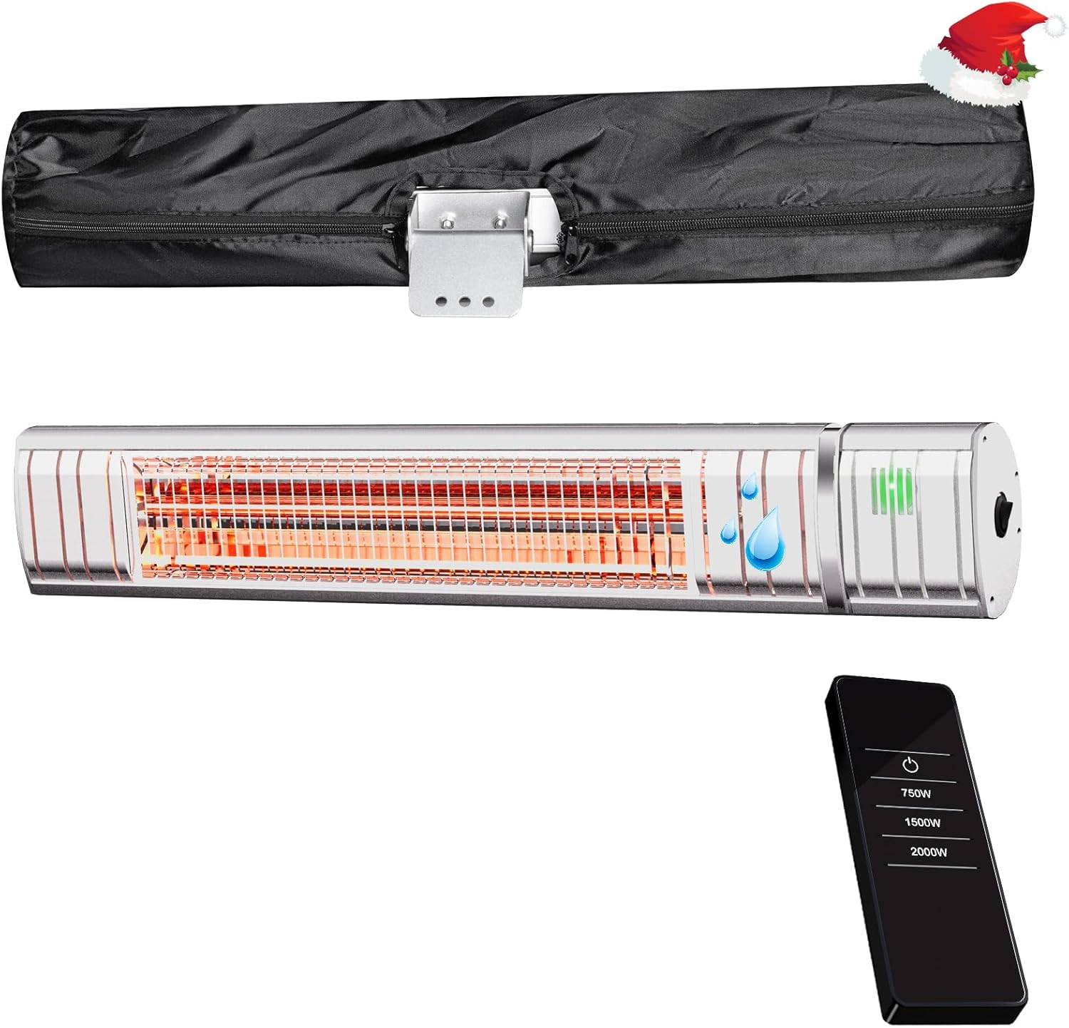 Heizstrahler Terrasse, Infrarotstrahler 2000W, Elektrisch Wärmestrahler mit 3 Heizstufen, Wandmontage, IP65 Wasserdicht, Infrarot Terrassenheizer für Garten Terrasse & Balkon, Silber
