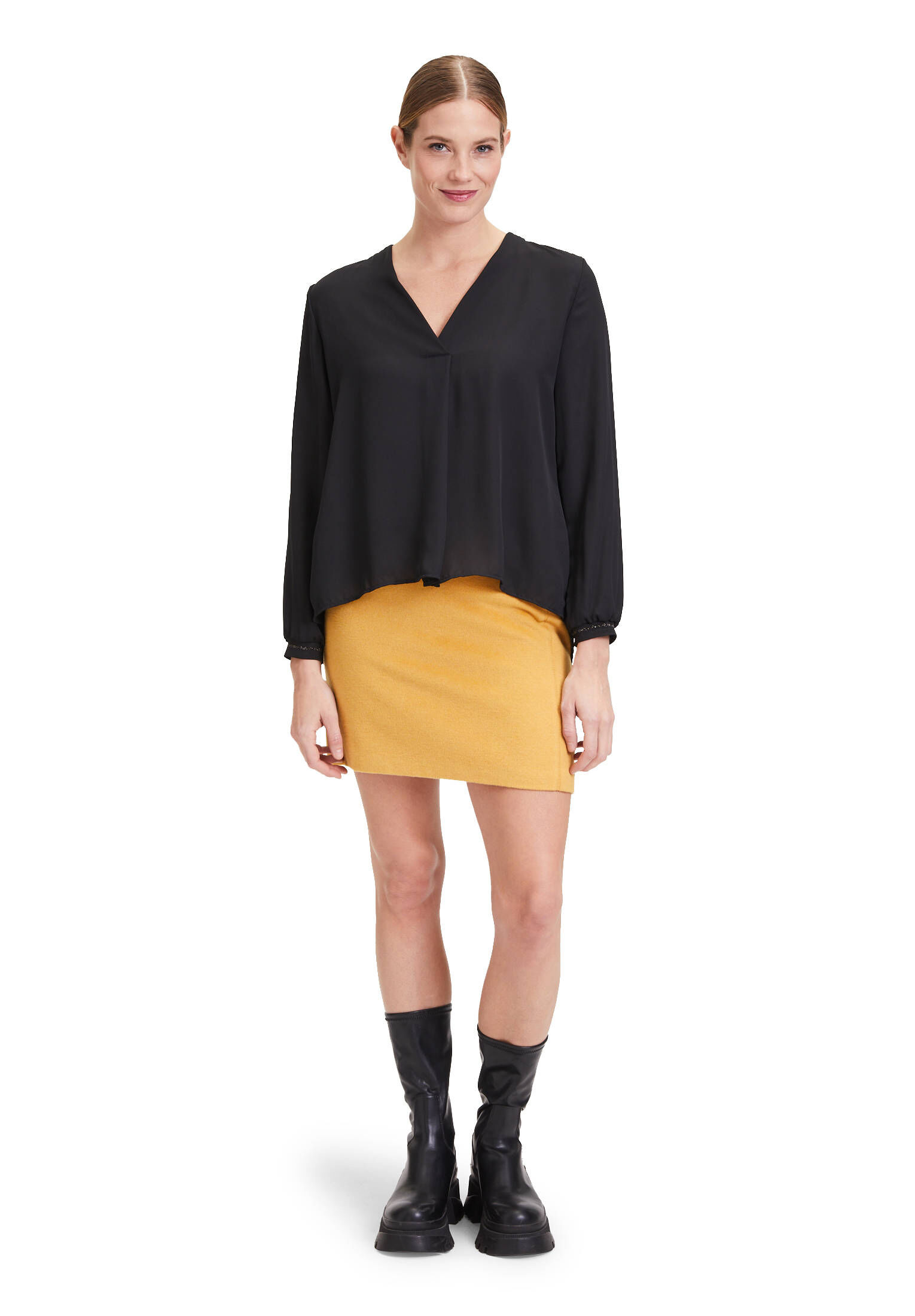 Cartoon| Damen Casual-Bluse mit Rippbündchen