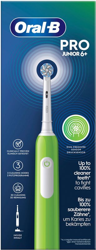 Oral-B - PRO Junior Elektrische Tandenborstel - Groen - 3 Poetsstanden