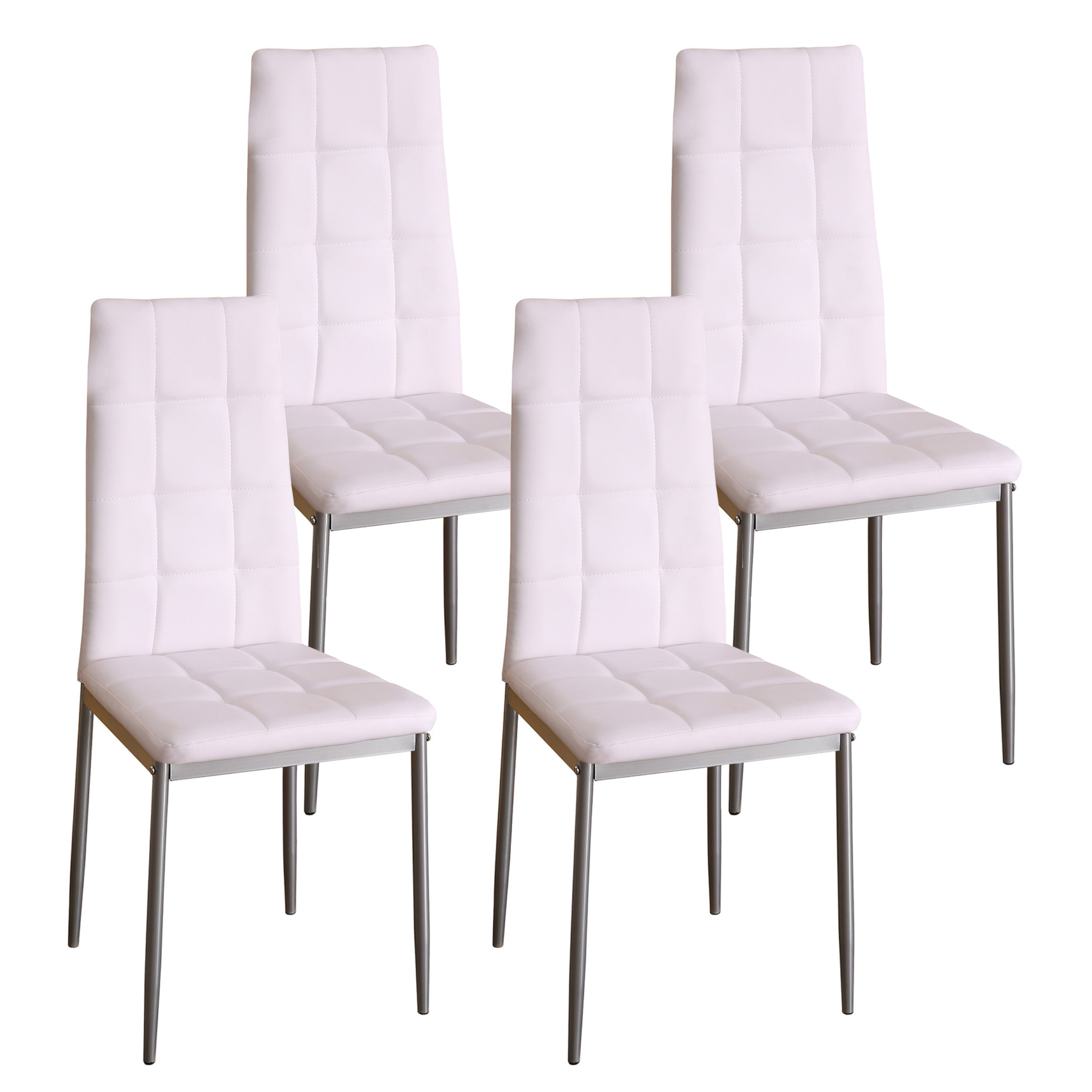 Esszimmerstuhl Leder MARC 4er Set weiss