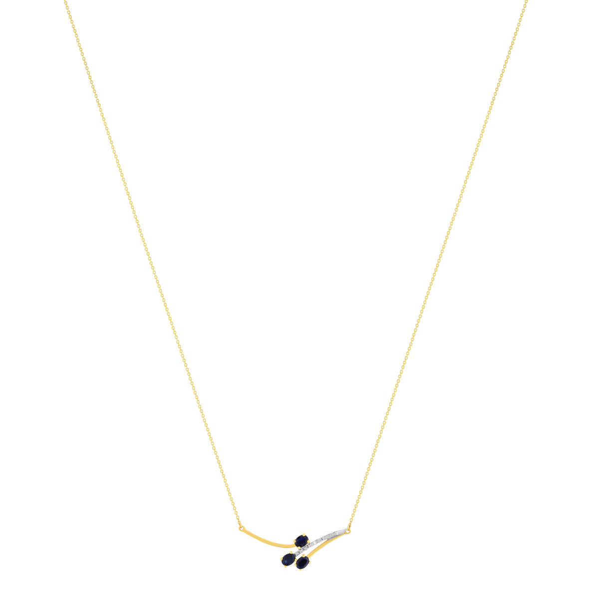 Collier or 375 jaune saphirs et diamants 45cm