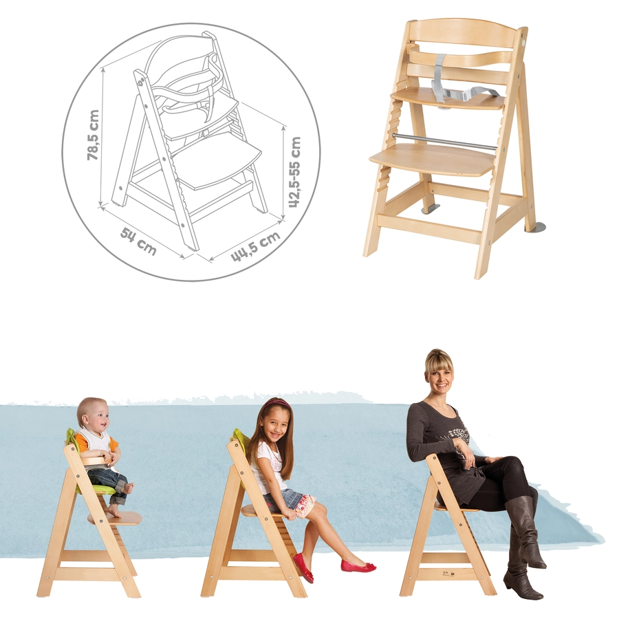 roba Treppenhochstuhl Born Up natur Set 2 in 1 inkl. Aufsatz Style frosty green