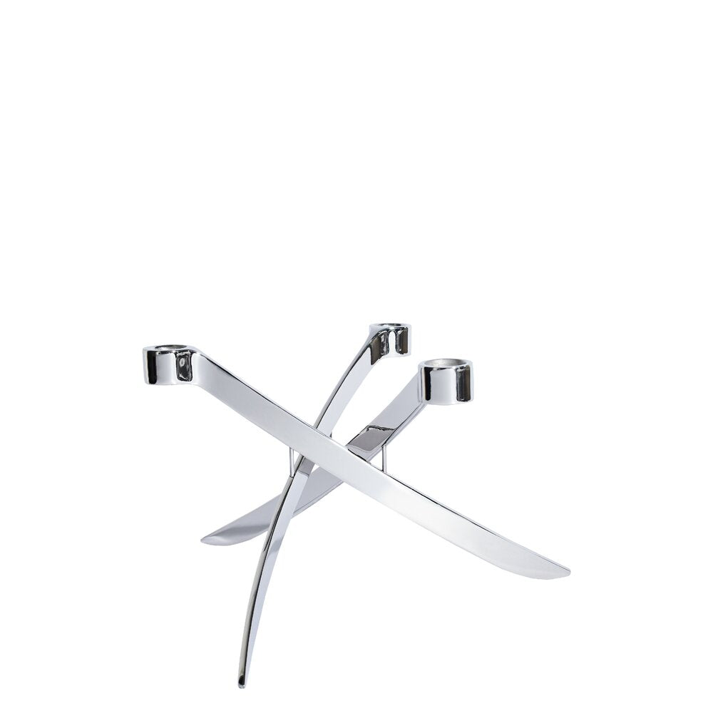 Uyuni  Mini Taper lysestageholder, 3 arme, Chrome - 18x11 cm.