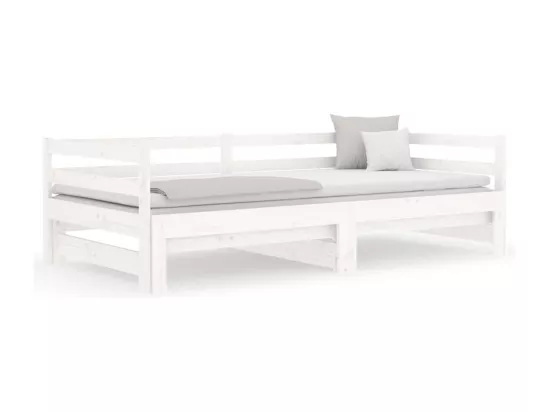Lit coulissant Blanc 2x(80x200) cm Bois de pin massif