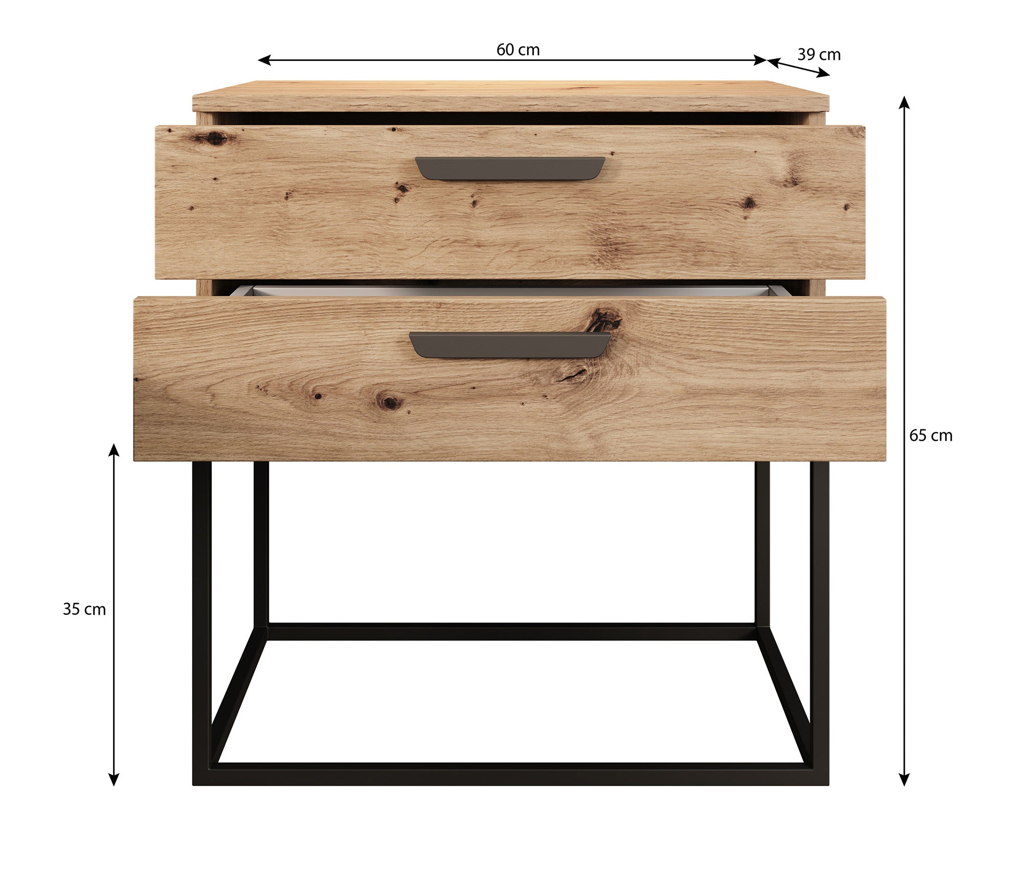 Meubella - Nachtkastje Sylvester 6 - Eiken - 60 cm