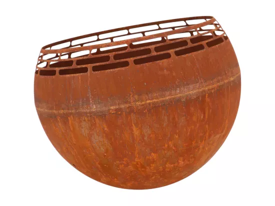 Brasero terrase rond bandes coloris rouille - 58 x 58 x 46,5 cm - Esschert Design