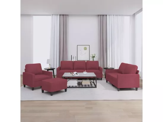 Ensemble de canapés 4 pièces avec coussins Rouge bordeaux Tissu